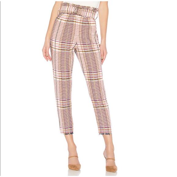 Revole Tularosa Greyson Pant Trousers Plaid Paperbag Pant High Waist Twill Large - Picture 2 of 9